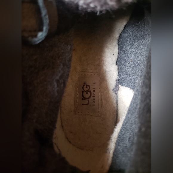 Ugg Cecile Duck Boots Women's Size 8 Waterproof Black Leather+Sherpa Gorpcore - Picture 14 of 16